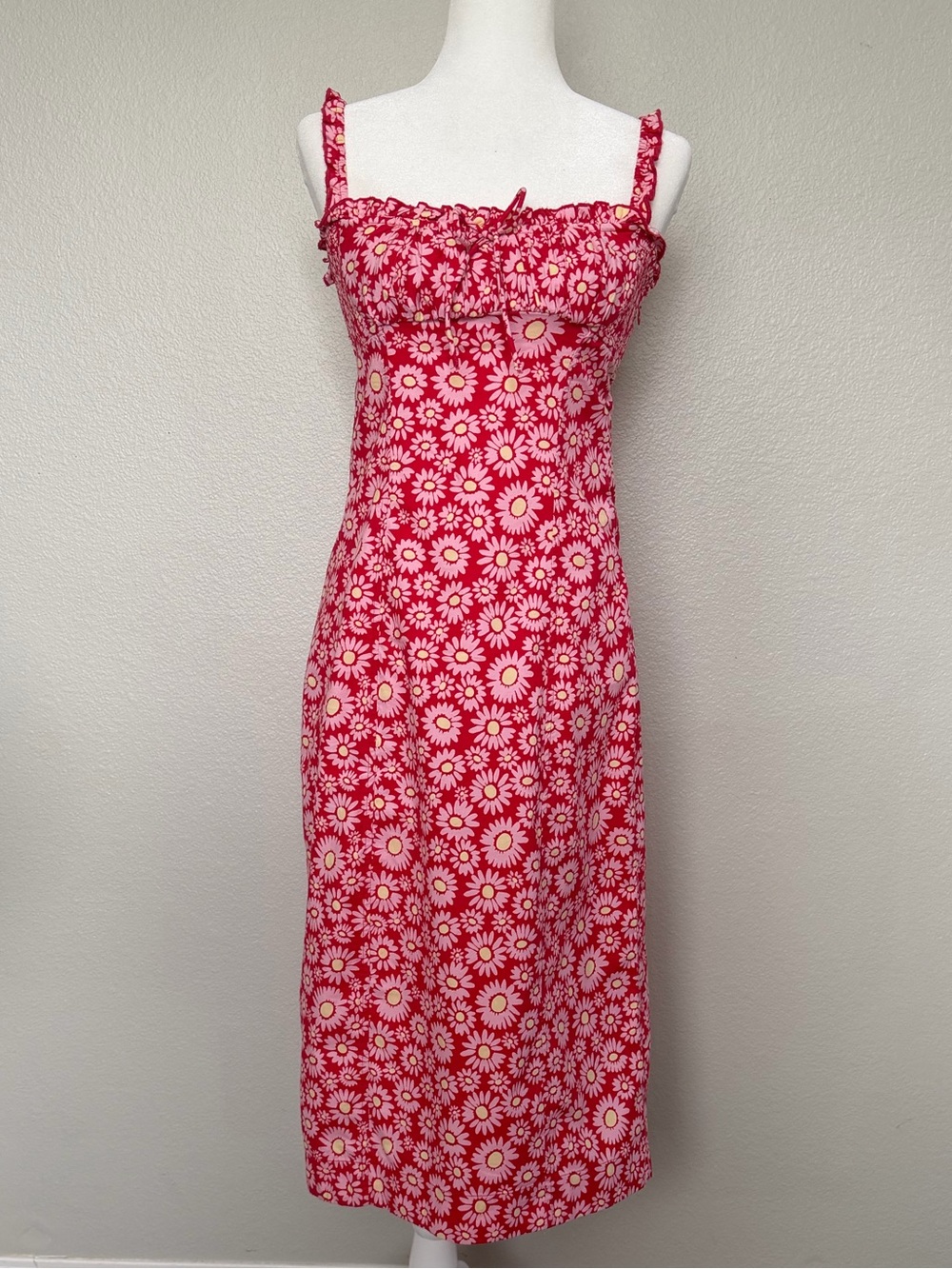 NWT Free People Lucinda Printed Midi Dress - Tomato Daisy - Size Small - Picture 3 of 8